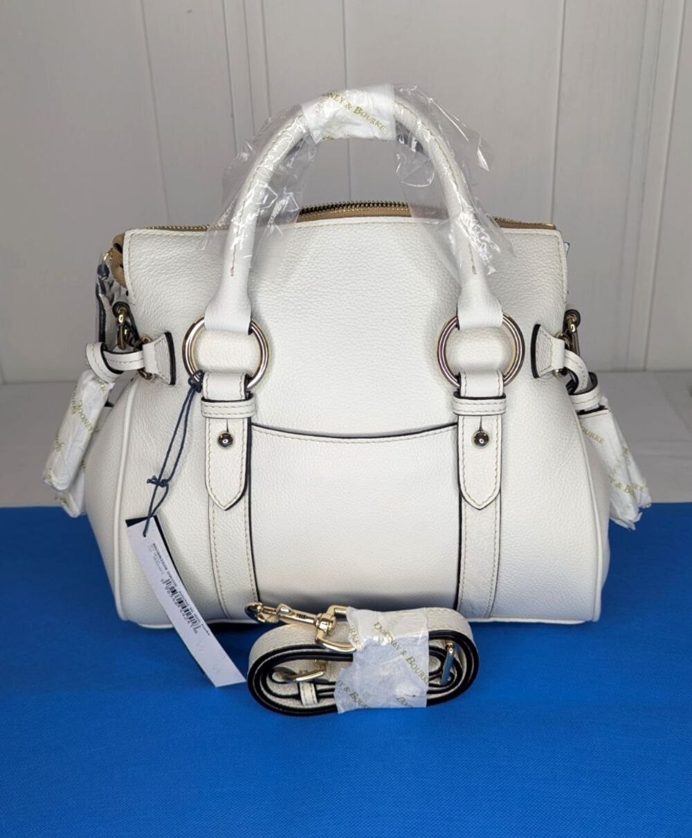 Dooney & Bourke Pebbled Leather Sorrento Satchel 30 with Pocket - Off White, NWT - Picture 5 of 12